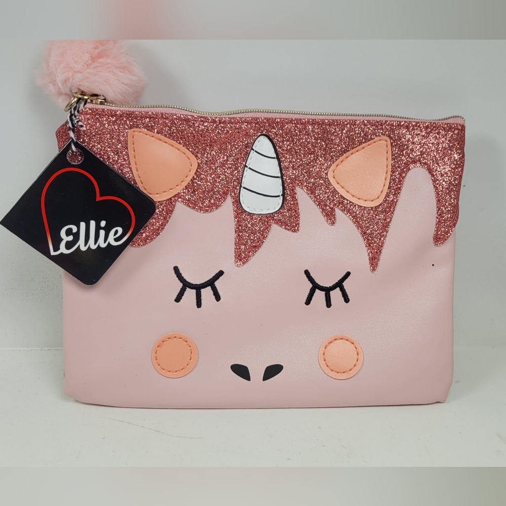 Ellie Glittery Pink Unicorn Makeup Bag Or Pencil Holder